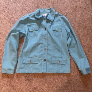 Christopher & Banks Lt Blue/Teal Heavy Stretch Jeans Jacket XL